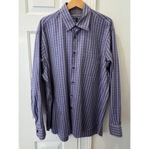 Robert Talbott Mens XL Long Sleeve Button Down Shirt Purple Blue Plaid Check